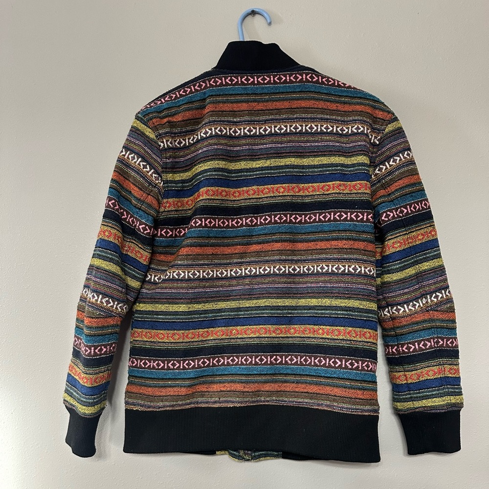 RARE Black Scale Mens Multicolor Knit Full Zip Streetwear Designer Jacket - Picture 5 of 7
